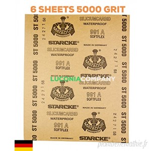 6feuilles Allemagne Premium de précision très fine polissage abrasif humide sec anti-curl Grain 5000 B01BNTJ2OQ